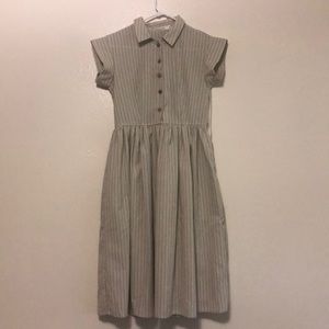 Pinstriped, collar, below the knee dress